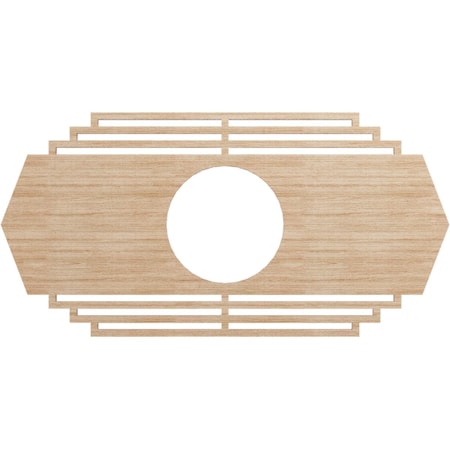 Ekena Millwork Chrysler Wood Fretwork Pierced Ceiling Medallion, Alder, 20"W x 10"H x 5 1/4"ID x 3/8"T CMWP20X10X0375CSAL